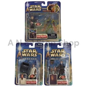 Star Wars Attack of The Clones Anakin Skywalker Lot 3 Figures Hasbro 2002 SEALED